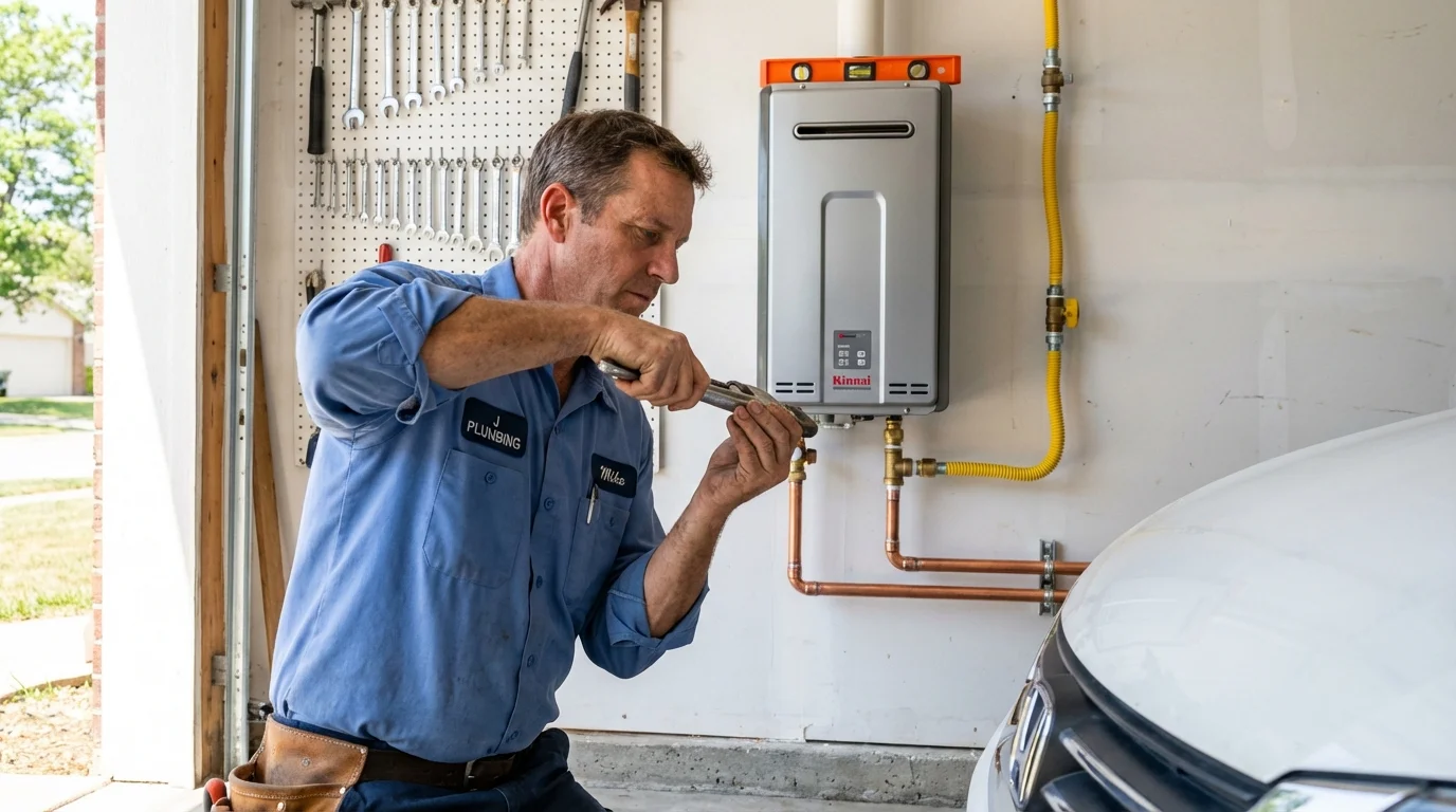 Tankless water heater installation by a Johns Plumbing LLC plumber in Greenfield